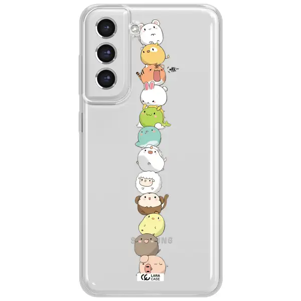 A Stack Of Cartoon Animals Samsung S21 Fe Clear Tpu Case