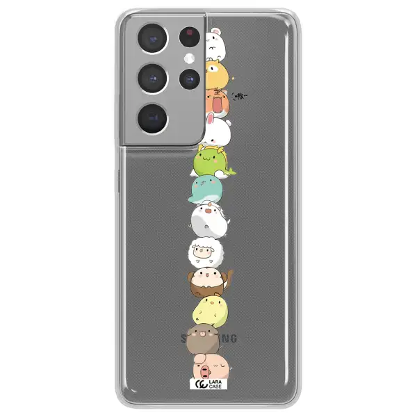 a stack of cartoon animals Samsung S21 Ultra Clear TPU Case