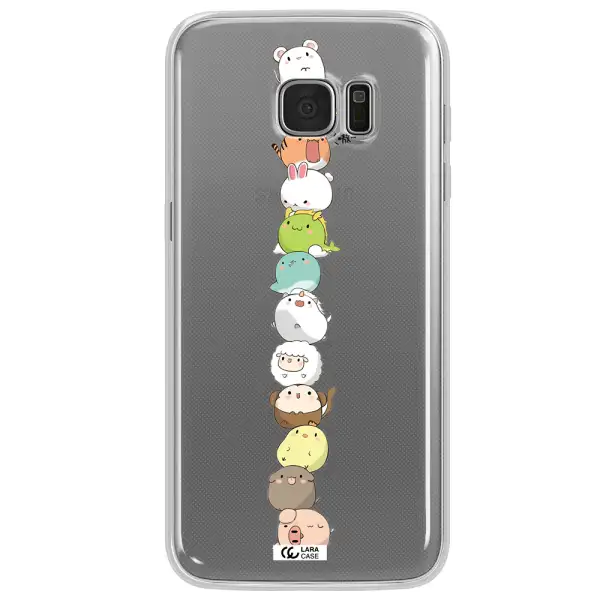a stack of cartoon animals Samsung S7 Edge Clear TPU Case