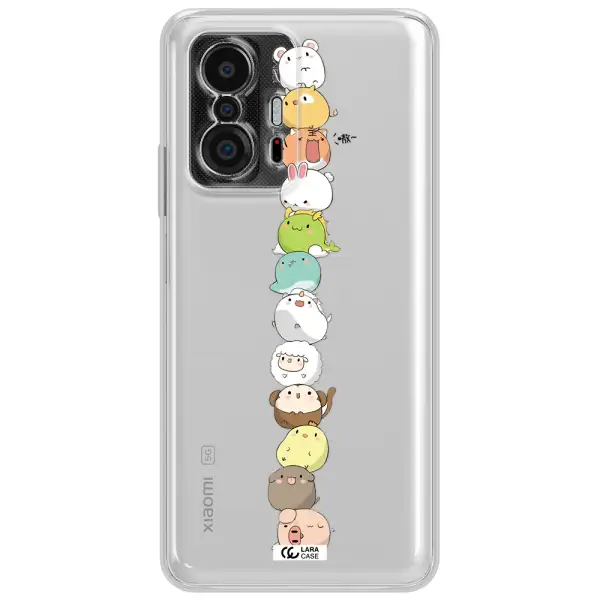 A Stack Of Cartoon Animals Xiaomi 11T Clear Tpu Case