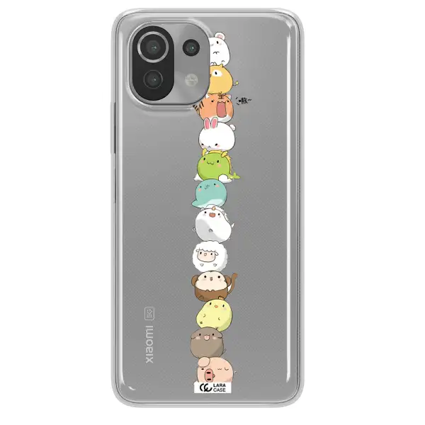 a stack of cartoon animals Xiaomi Mi 11 Lite Clear TPU Case