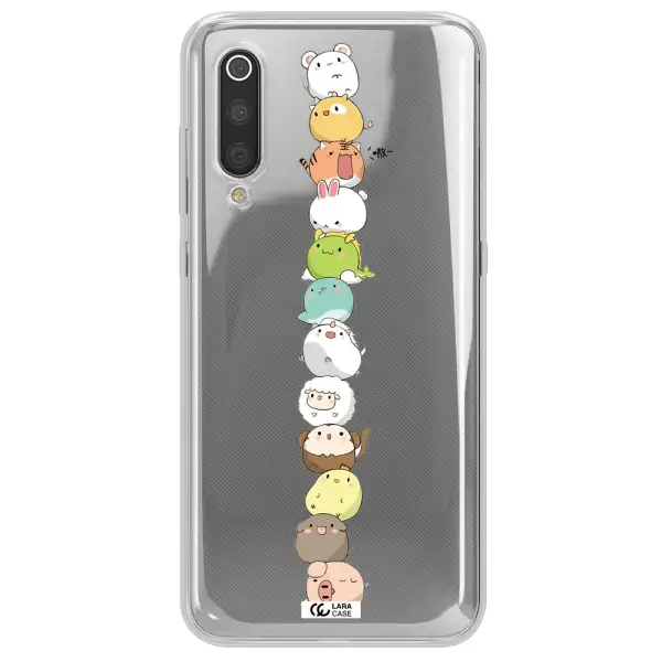 a stack of cartoon animals Xiaomi Mi 9 Clear TPU Case