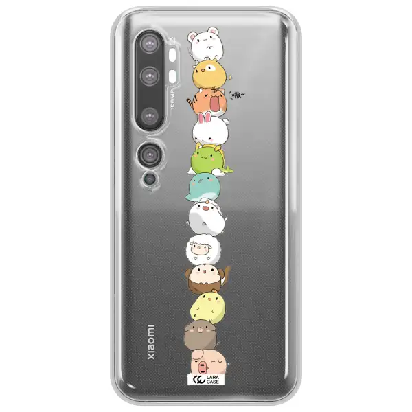 a stack of cartoon animals Xiaomi Mi Note 10 Clear TPU Case