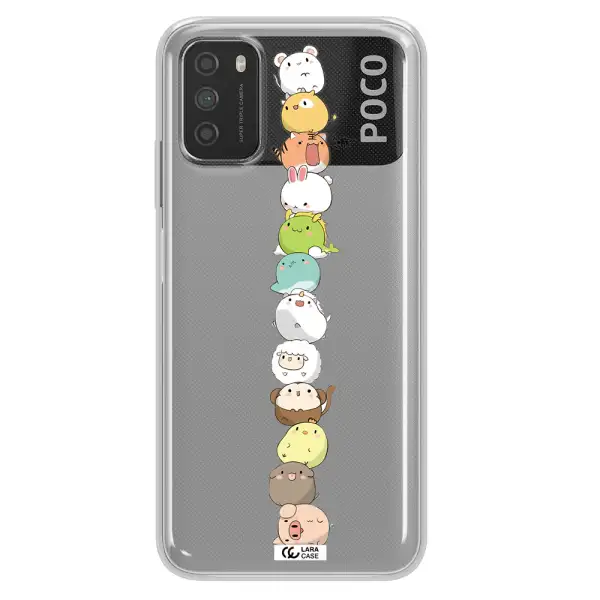 a stack of cartoon animals Xiaomi Poco M3 Clear TPU Case
