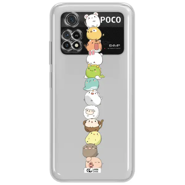 A Stack Of Cartoon Animals Xiaomi Poco M4 Pro 4G Clear Tpu Case