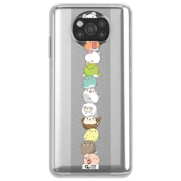 a stack of cartoon animals Xiaomi Poco X3 Clear TPU Case