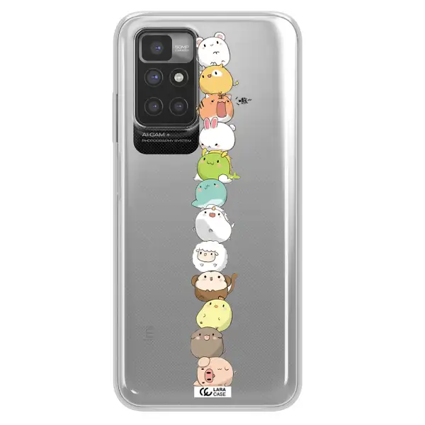 a stack of cartoon animals Xiaomi Redmi 10 Clear TPU Case