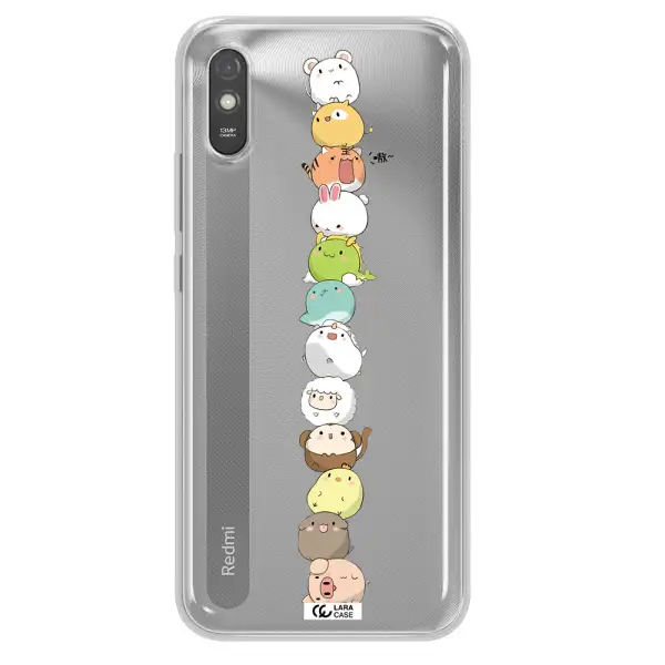 a stack of cartoon animals Xiaomi Redmi 9A Clear TPU Case