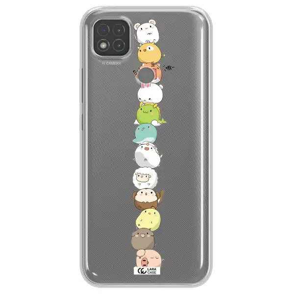 a stack of cartoon animals Xiaomi Redmi 9C Clear TPU Case