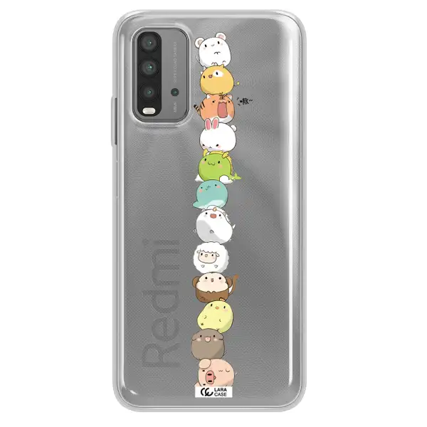 a stack of cartoon animals Xiaomi Redmi 9T Clear TPU Case