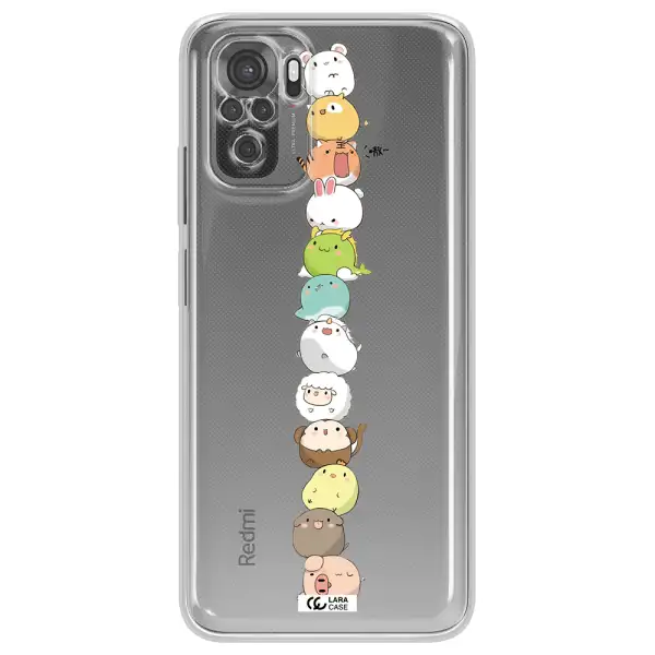A Stack Of Cartoon Animals Xiaomi Redmi Note 10S Clear Tpu Case