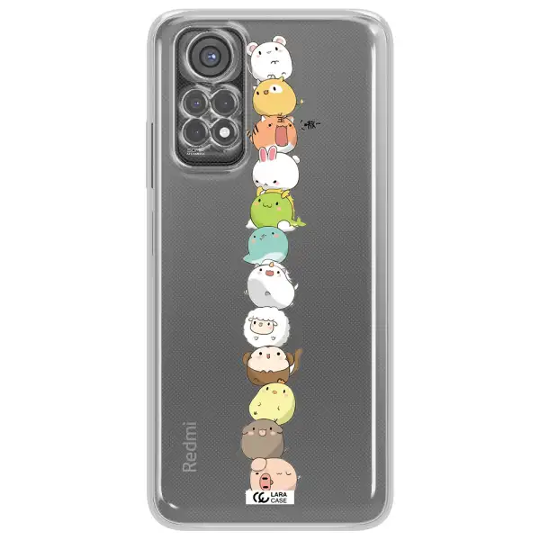 A Stack Of Cartoon Animals Xiaomi Redmi Note 11S Clear Tpu Case