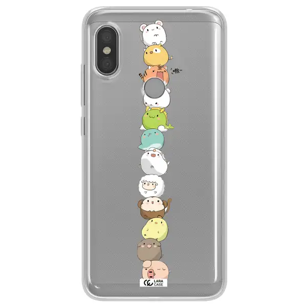 a stack of cartoon animals Xiaomi Redmi Note 6 Pro Clear TPU Case