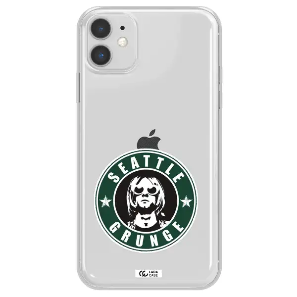 a logo with a man wearing sunglasses Apple iPhone 11 Clear TPU Case