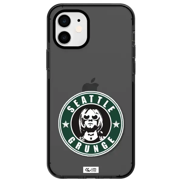 a logo with a man wearing sunglasses Apple iPhone 11 impact Smoke Black Case