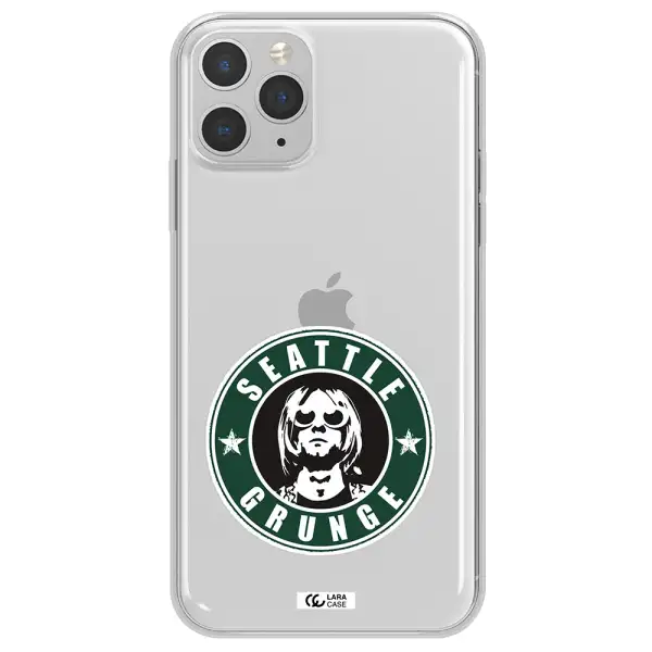 a logo with a man wearing sunglasses Apple iPhone 11 pro Clear TPU Case