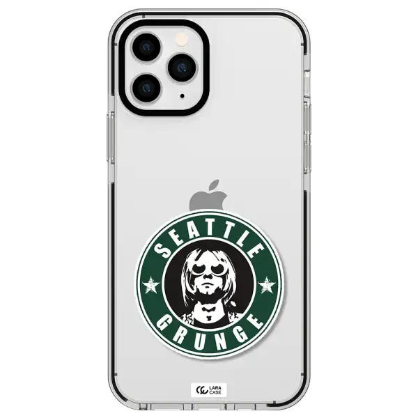 a logo with a man wearing sunglasses Apple iPhone 11 pro impact black border Case