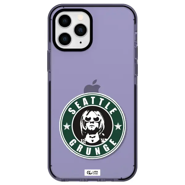 a logo with a man wearing sunglasses Apple iPhone 11 pro impact Lilac Case