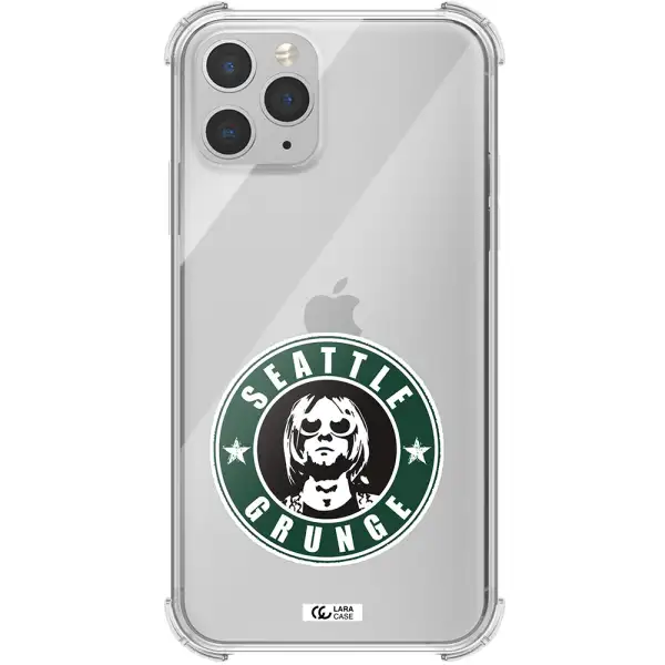 a logo with a man wearing sunglasses Apple iPhone 11 pro max Clear PC Case