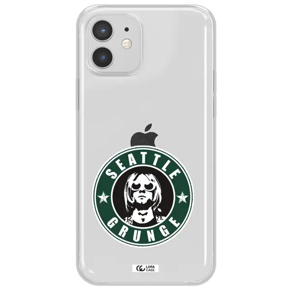 a logo with a man wearing sunglasses Apple iPhone 12 mini Clear TPU Case
