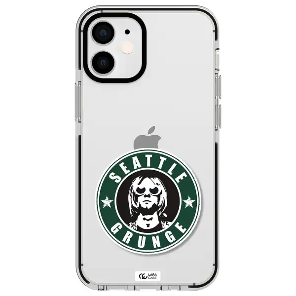 a logo with a man wearing sunglasses Apple iPhone 12 mini impact black border Case