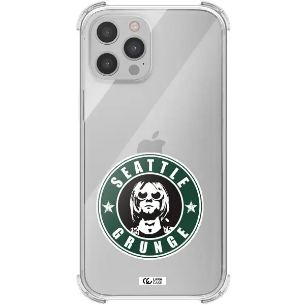 a logo with a man wearing sunglasses Apple iPhone 12 pro Clear PC Case