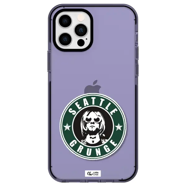 a logo with a man wearing sunglasses Apple iPhone 12 pro impact Lilac Case