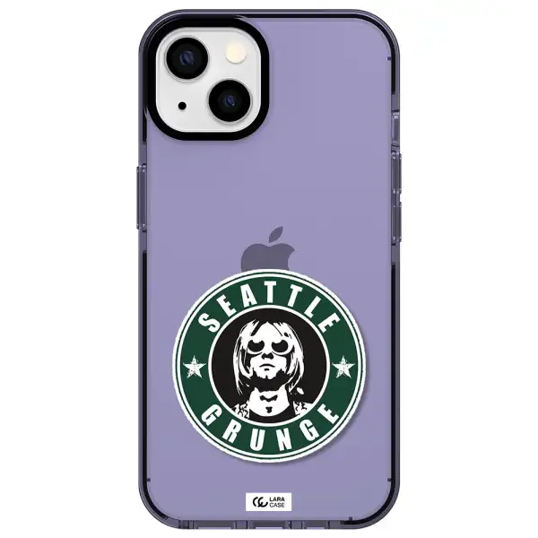 a logo with a man wearing sunglasses Apple iPhone 13 impact Lilac Case