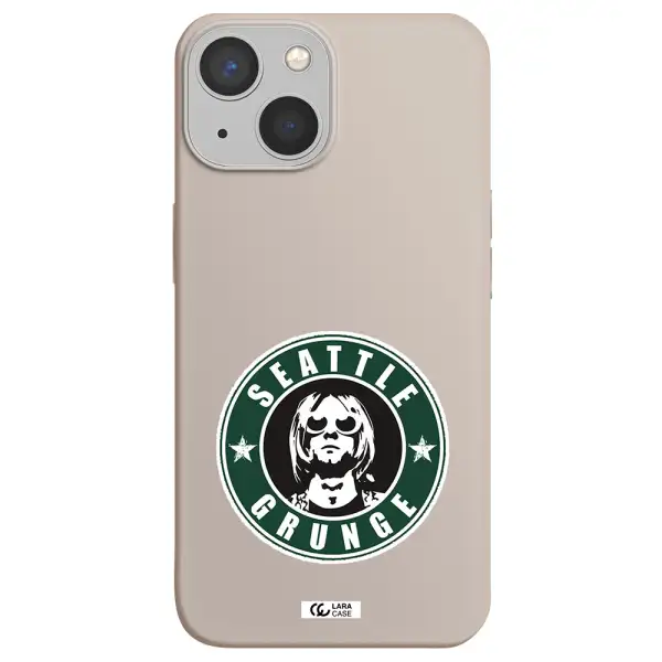 a logo with a man wearing sunglasses Apple iPhone 13 mini Silicone Stone Case