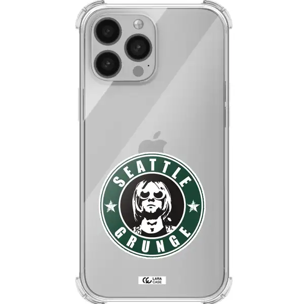a logo with a man wearing sunglasses Apple iPhone 13 Pro Max Clear PC Case