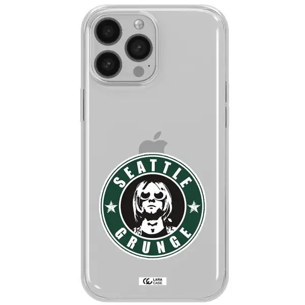 a logo with a man wearing sunglasses Apple iPhone 13 Pro Max Clear TPU Case