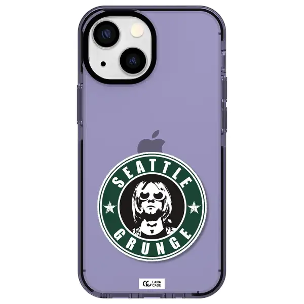 a logo with a man wearing sunglasses Apple iPhone 15 impact Lilac Case