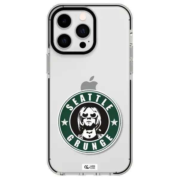 a logo with a man wearing sunglasses Apple iPhone 15 Pro impact black border Case