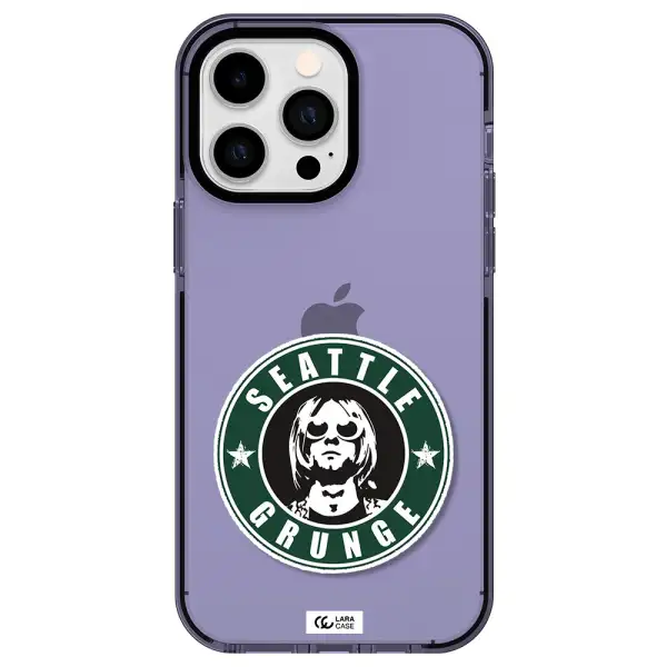 a logo with a man wearing sunglasses Apple iPhone 15 Pro impact Lilac Case