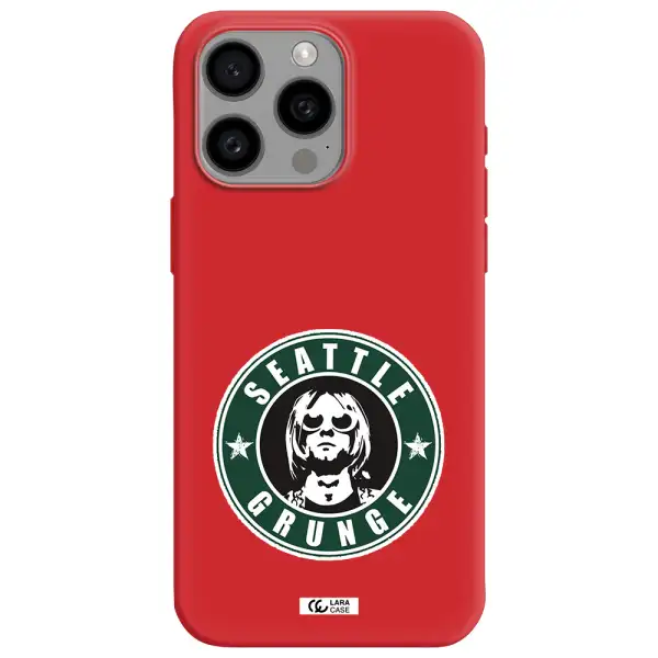 A Logo With A Man Wearing Sunglasses Apple Iphone 15 Pro Max Silicone Imperial Red Case