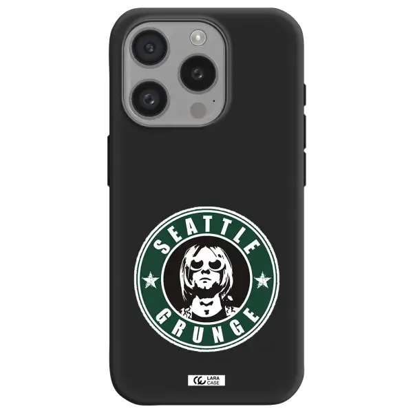 A Logo With A Man Wearing Sunglasses Apple Iphone 15 Pro Silicone Black Case