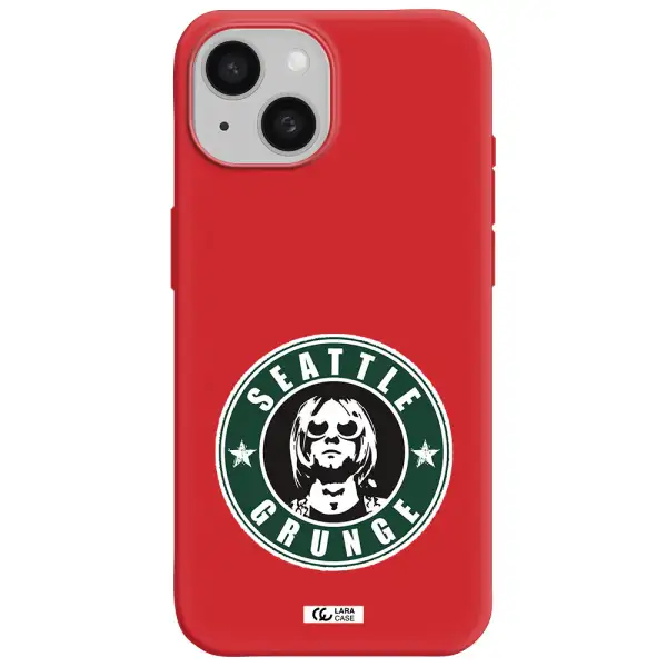 A Logo With A Man Wearing Sunglasses Apple Iphone 15 Silicone Imperial Red Case