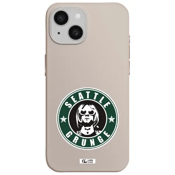 a logo with a man wearing sunglasses Apple iPhone 15 Silicone Stone Case