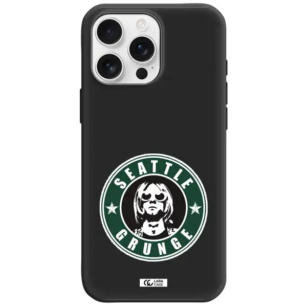 A Logo With A Man Wearing Sunglasses Apple Iphone 16 Pro Max Silicone Black Case