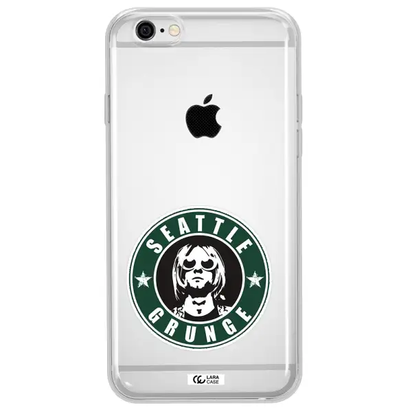 a logo with a man wearing sunglasses Apple iPhone 6 Clear TPU Case