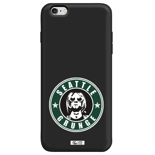a logo with a man wearing sunglasses Apple iPhone 6 plus Silicone black Case
