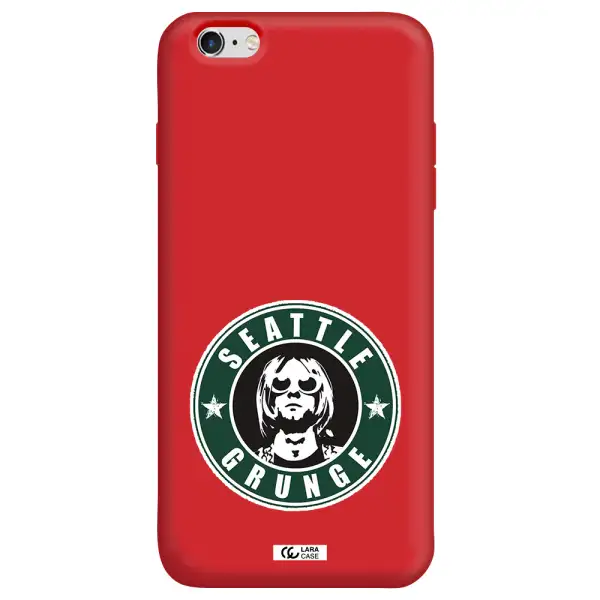 a logo with a man wearing sunglasses Apple iPhone 6 plus Silicone Imperial Red Case