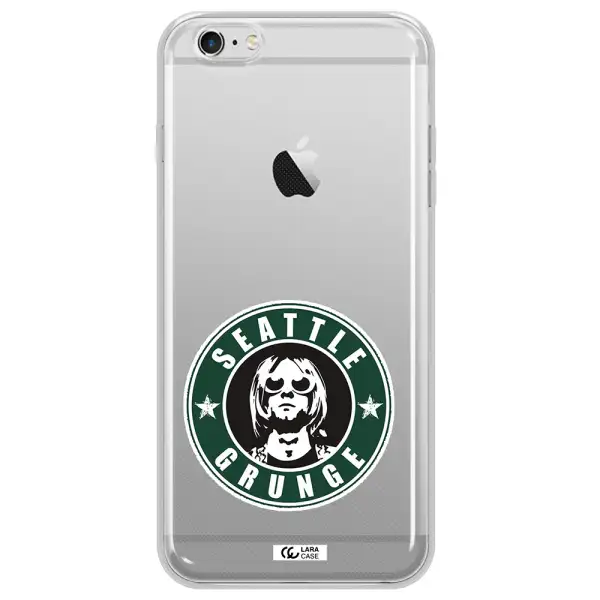 a logo with a man wearing sunglasses Apple iPhone 6 s plus Clear TPU Case