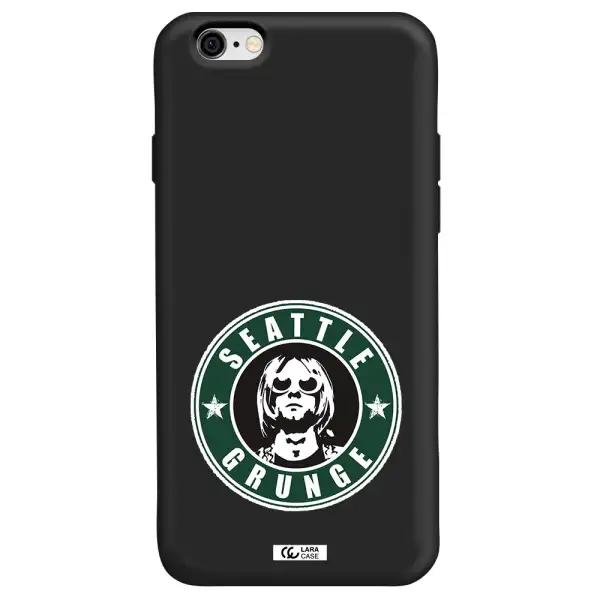 a logo with a man wearing sunglasses Apple iPhone 6 Silicone black Case