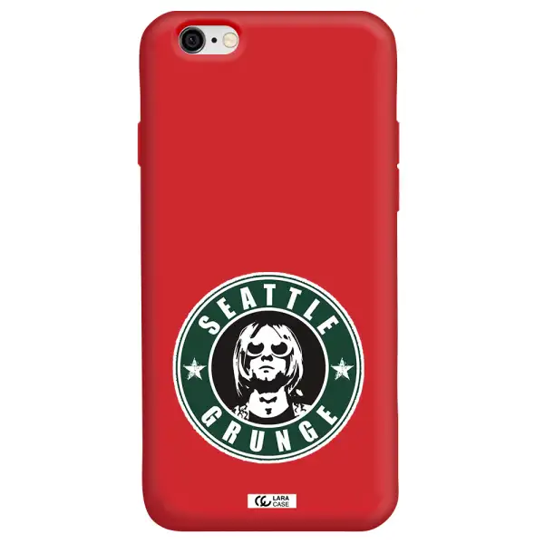 a logo with a man wearing sunglasses Apple iPhone 6 Silicone Imperial Red Case