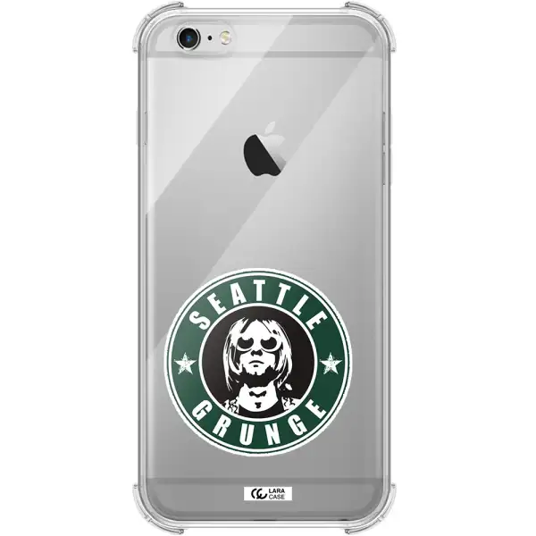 a logo with a man wearing sunglasses Apple iPhone 6S Clear PC Case