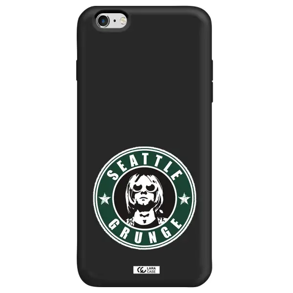 a logo with a man wearing sunglasses Apple iPhone 6S Silicone black Case