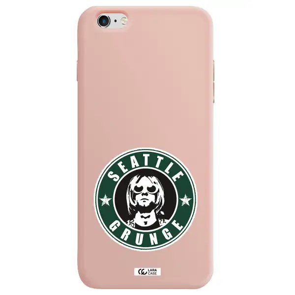 a logo with a man wearing sunglasses Apple iPhone 6S Silicone pastel pink Case