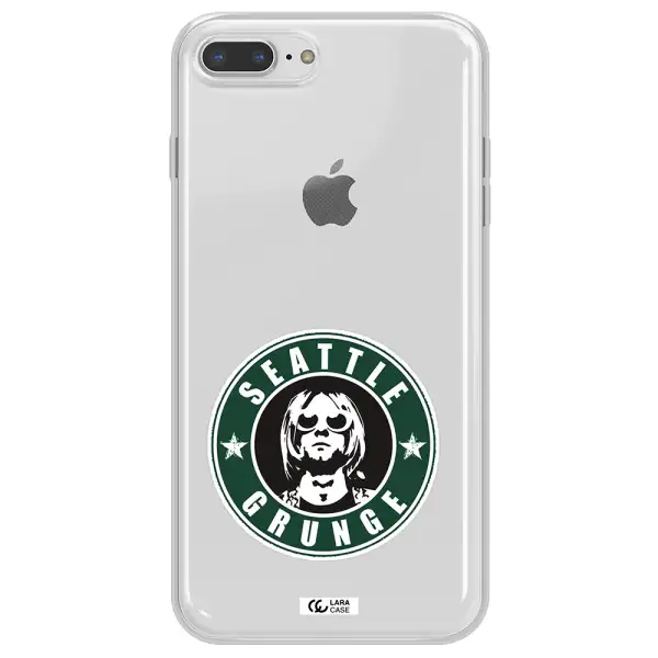 a logo with a man wearing sunglasses Apple iPhone 7 plus Clear TPU Case