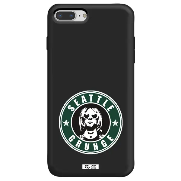 a logo with a man wearing sunglasses Apple iPhone 7 plus Silicone black Case